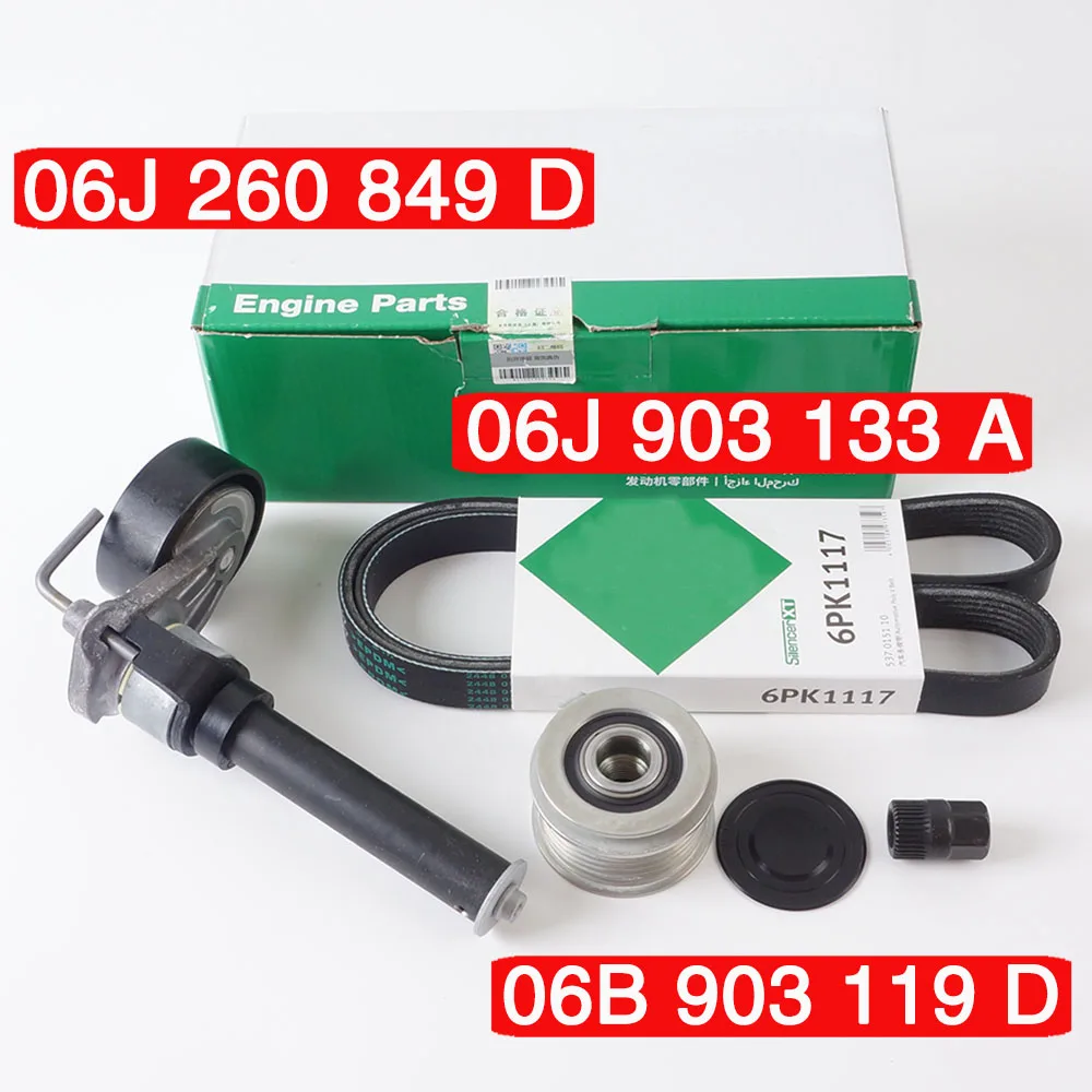 

3PCS Generator Belt Tensioner Set 06J260849D 06J903133A 06B903119D for VW Tiguan Passat CC Golf Mk6 GTI 1.8T 2.0T Belt Pulley