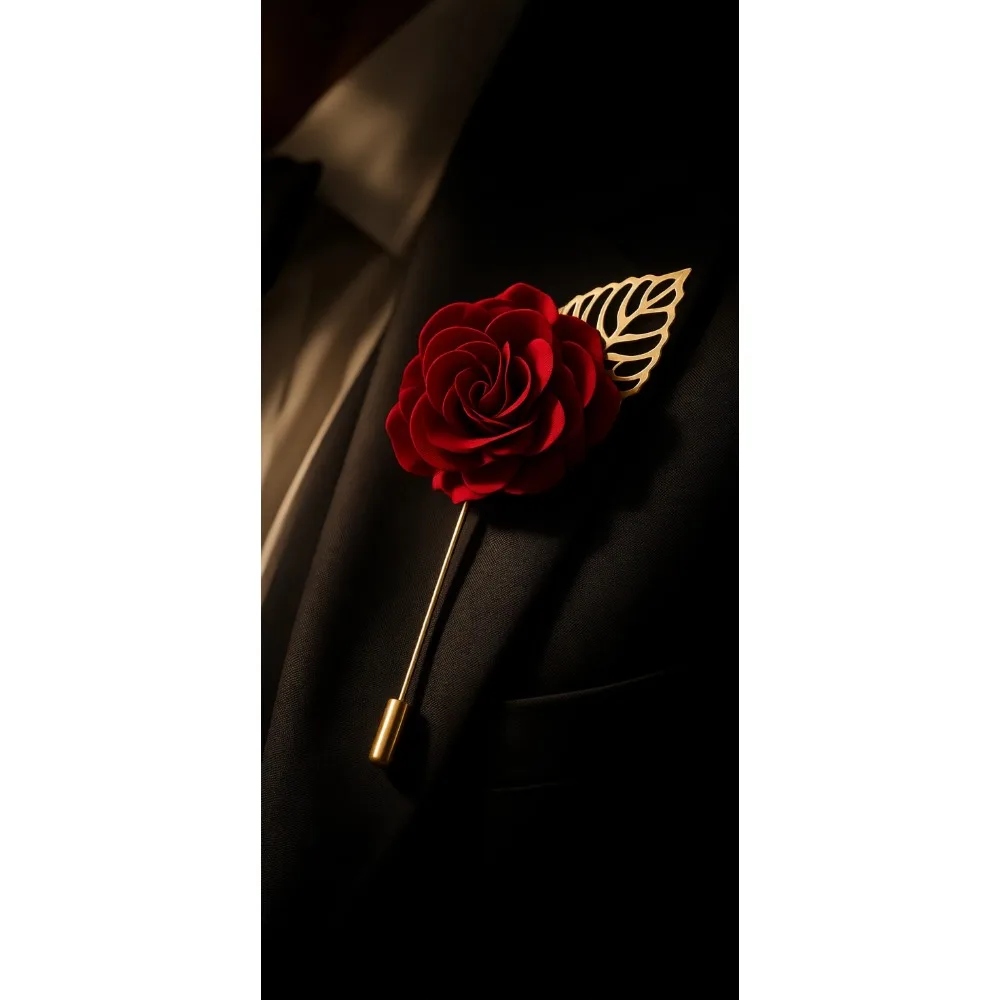 

Мужская брошь-цветок с золотым листом, аксессуар для костюма