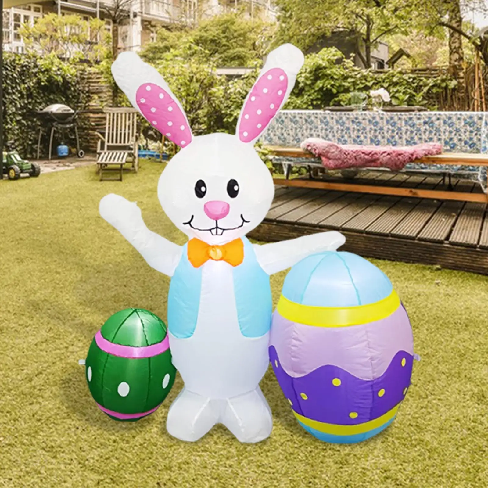 

Decorative Easter Rabbit Inflatable Waterproof LED Blow Up Yard Ornament Multicolor Bunny for Holiday Party Outside