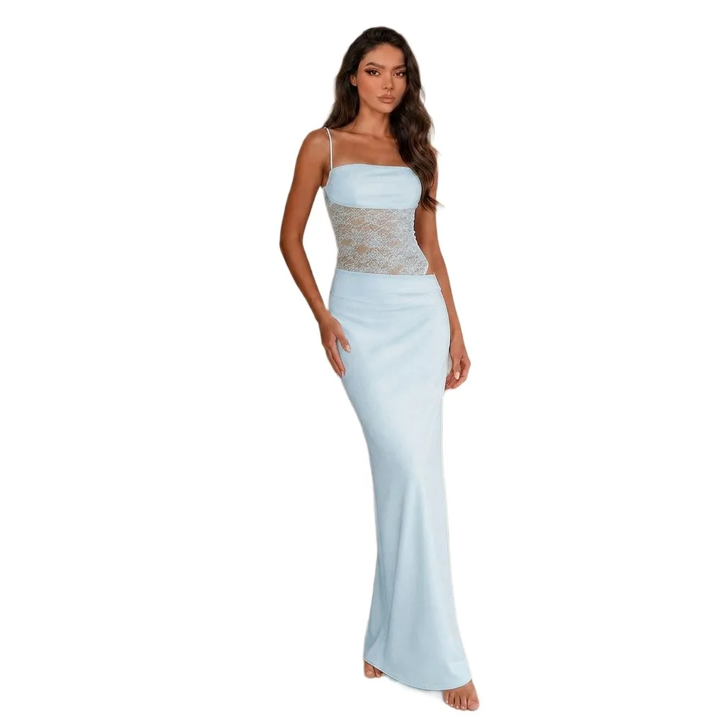 Spliced Patchwork Dress Slim Fit European and American Style with High Waist Bodycon Party Dress Elegant Summer for Women