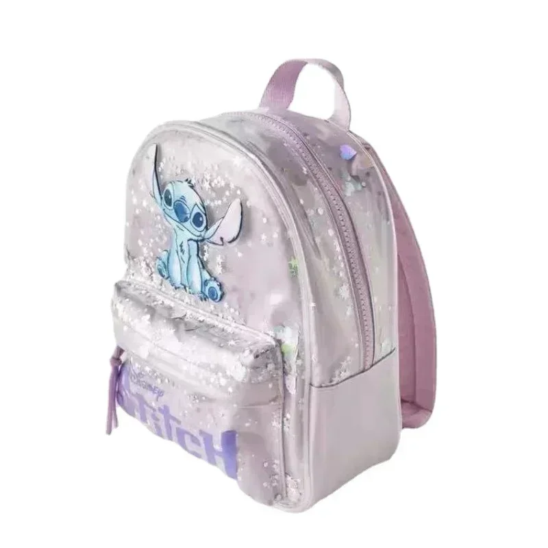 Disney 2025 New Stitch Cartoon Sequin Trendy Fashion Boys and Girls Backpack Multifunctional Kindergarten School Bag image 2