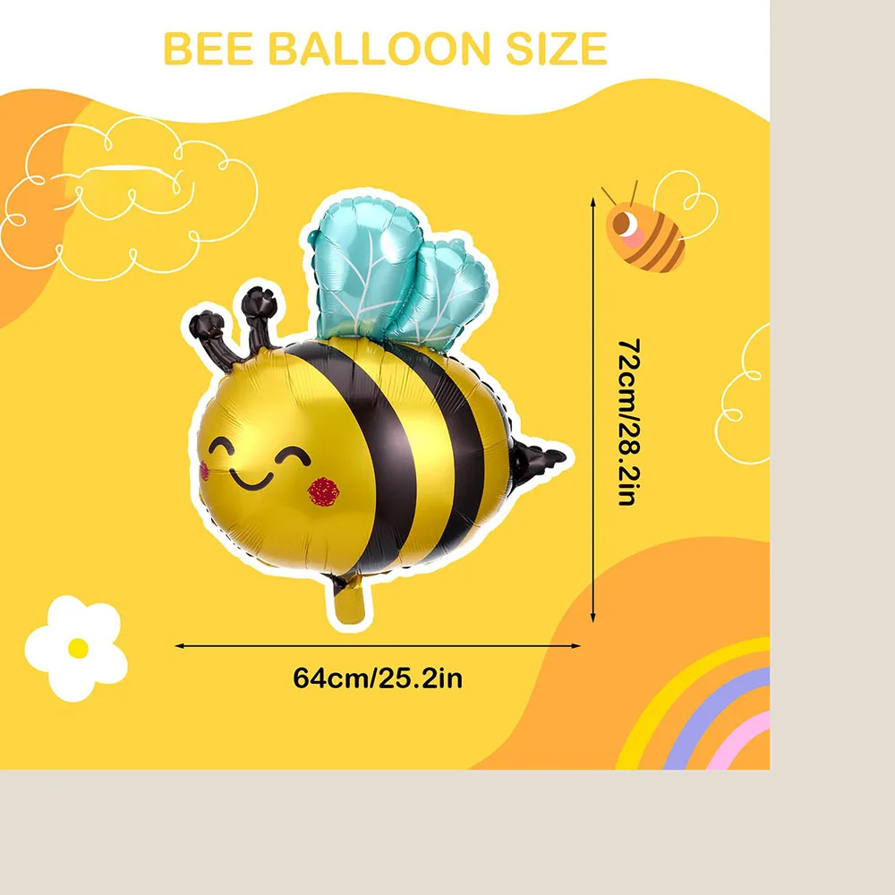 Bienenfolienballons für Kinder, niedliche Cartoon-Tierballons, Dschungel-Safari-Themenbedarf, Geburtstagsparty-Dekorationen, 4 Stück – Detail 5