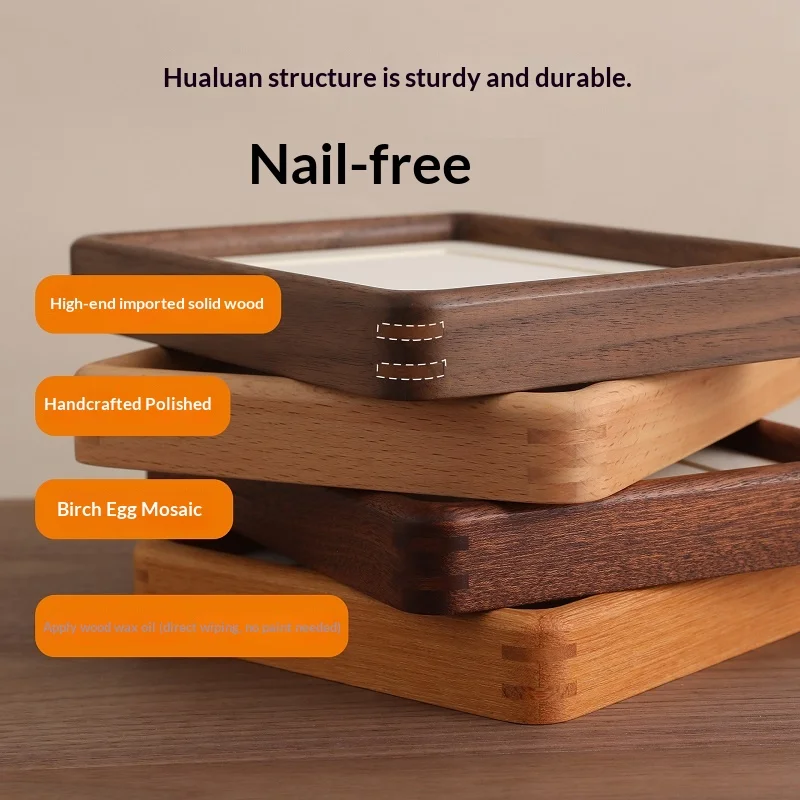 Solid Wood Photo Frame Rounded Corner Walnut Picture Frame 5-10 Inch Tabletop Wall Mount Photo Holder Home Desktop Decoration