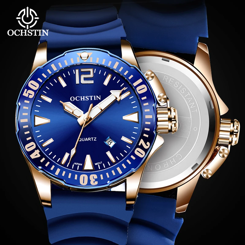 OCHSTIN Irregular Pilot Series Luminous Sports Silicone Top Men's Watches Business Waterproof New Design Wristwatch Male