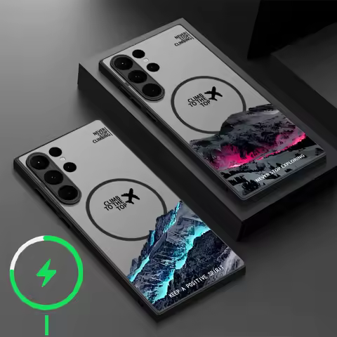 Airplane Snow Mountain Case For Samsung Galaxy S25 Ultra Capa S24 Ultra S23 S22 Plus S21 S20 FE Magnetic For Magsafe Matte Cover