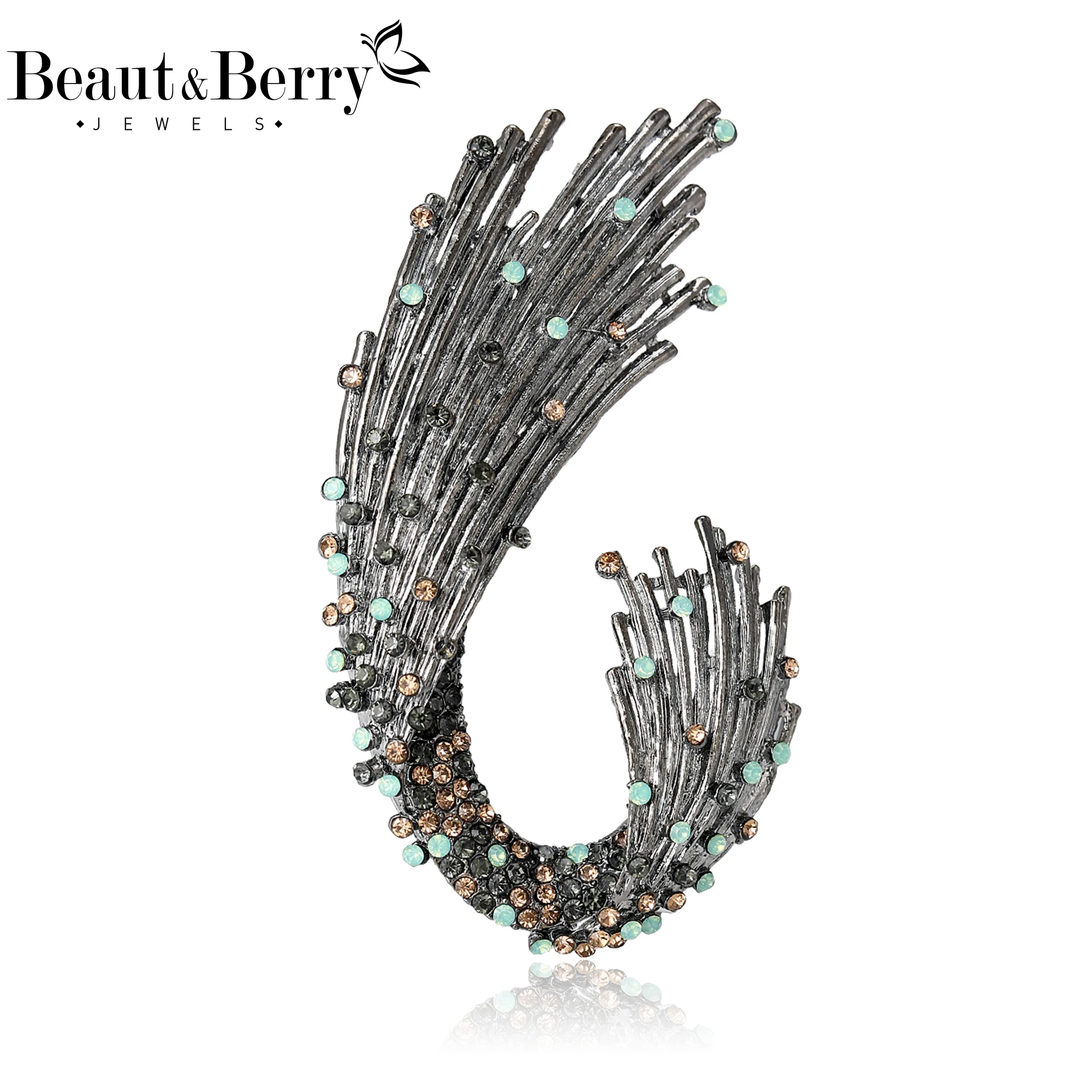 

Beaut&Berry Vintage Rhinestone Wave Brooches for Women Unisex Natural Pins Casual Party Jewelry Accessories Gifts Decoration