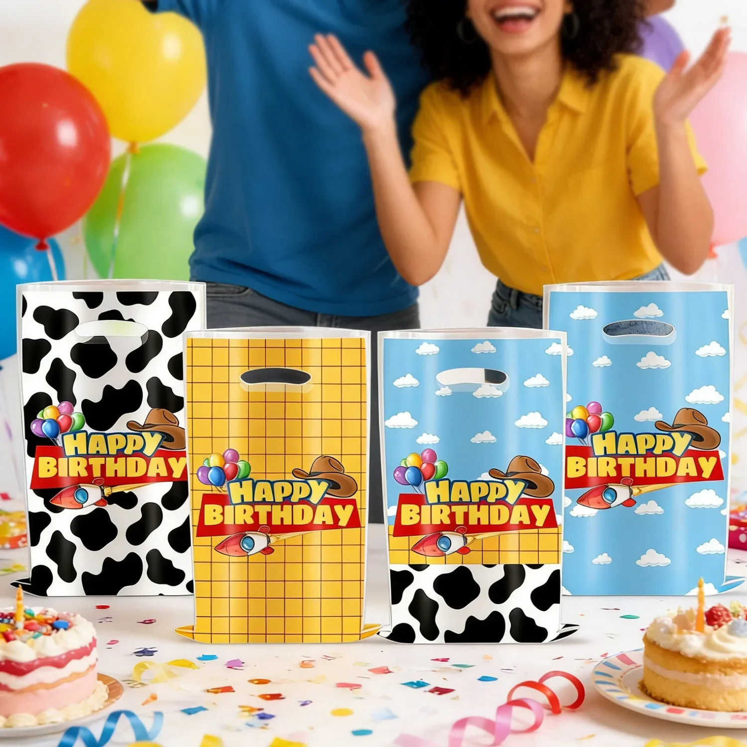 10–100 Stück Toy Story-Geschenktüten zum Geburtstag, Plastiktüten für Süßigkeiten und Schätze mit Griffen, geeignet für Partygeschenke und Werbegeschenke – Detail 14