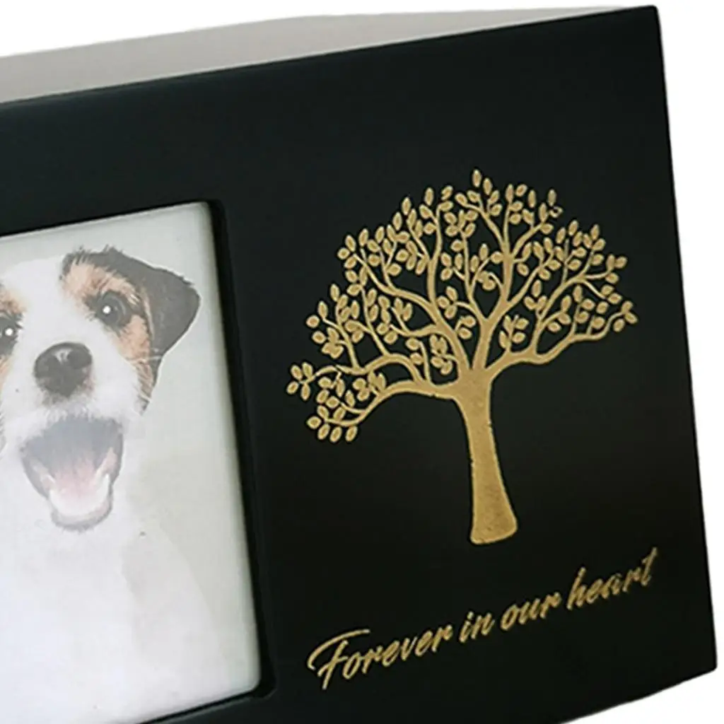 Cremation Urn for Dogs Funeral with Photo Frame Wood Cat Ashes Keepsake Box