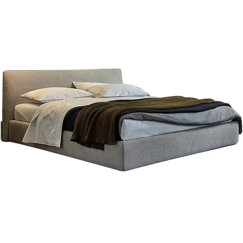 Upholstered Bed with Headboard and Modern Platform Frame Low Profile Bed King Size Queen