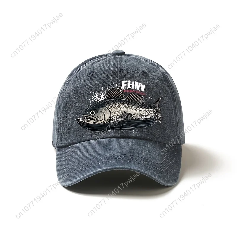 [Gorra de béisbol con protección solar] Gorra de béisbol liviana y protectora solar |   Tamaño ajustable, patrón de peces grandes, cl multifuncional