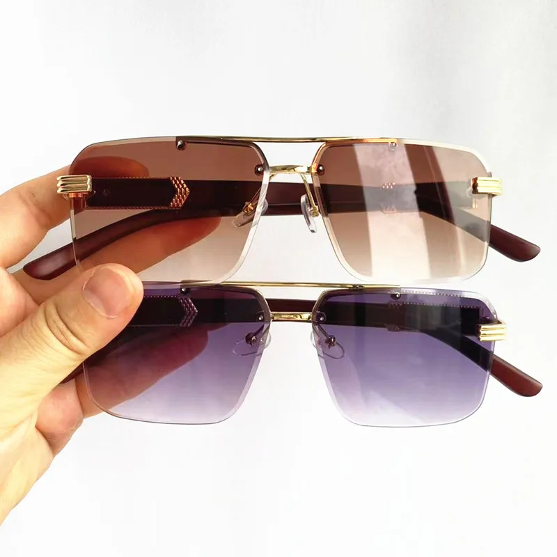 جديد بدون شفة نظارات شمسية مضادة للأشعة فوق البنفسجية شعاع مزدوج جوجل ريترو مضلع النظارات الرجال القيادة النظارات الشمسية #2