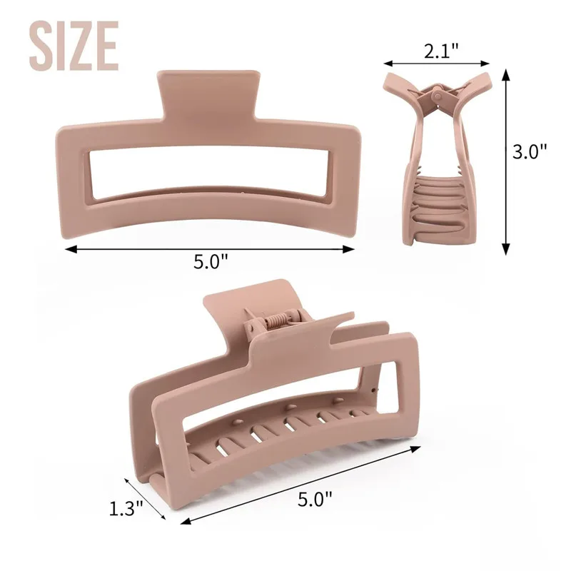 5 Zoll große Haarspangen für dickes und langes Haar, 4er-Pack XL Jumbo-Haarspangen, übergroße, matte, rutschfeste rechteckige Haarspangen_voghion.com