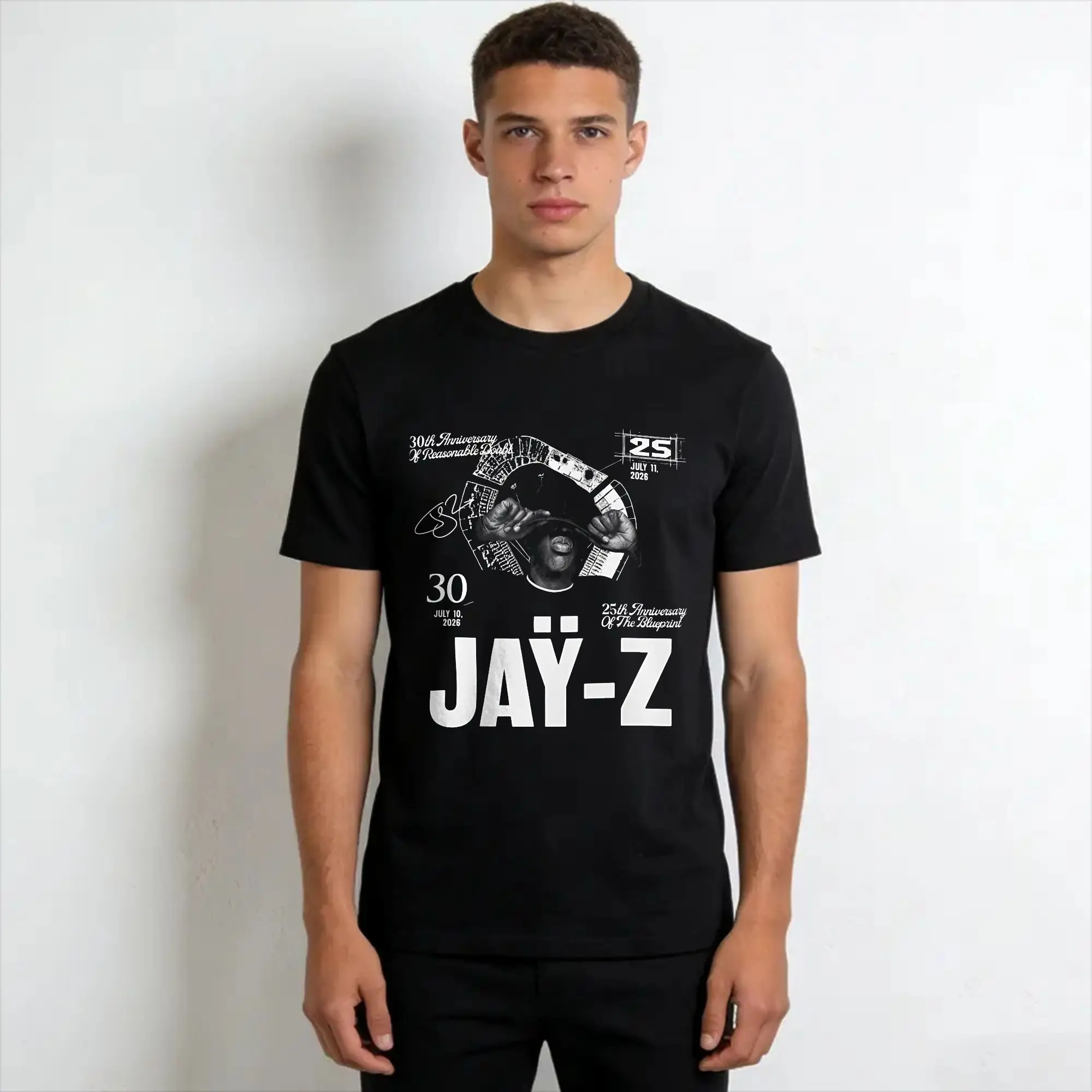 Jay Z 30th Reasonable Doubt 25th Blueprint JAŸ-Z 30 Tour  Printed T Shirt for Men Women  Cotton  Tee Shirt Clothes