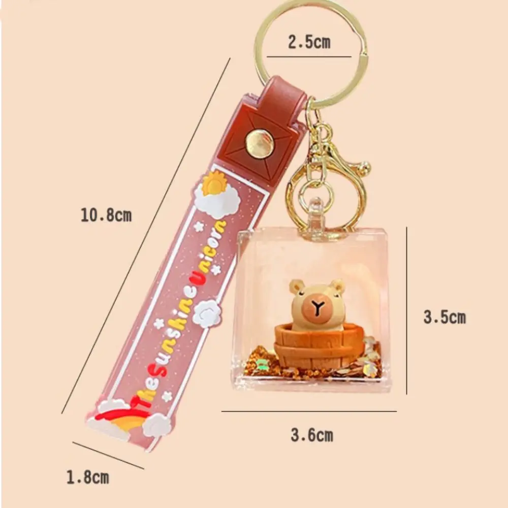 Подвеска с капибарой, брелок с капибарой, маленькие подарки, милый мультяшный кулон в виде бутылки зыбучих песков, украшение для сумки