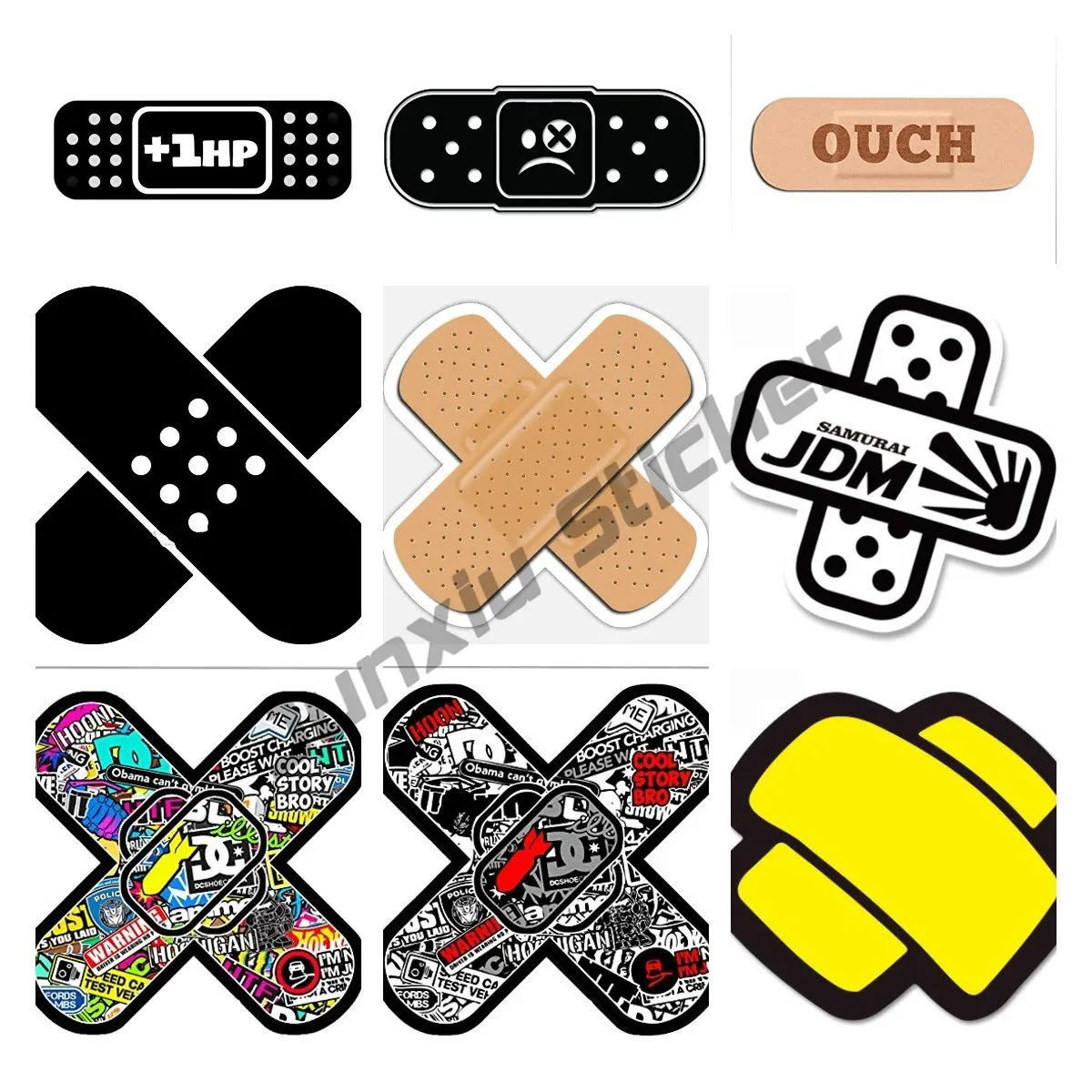 

Crazy Face Bandage Vinyl Sticker Car Truck Vehicle Bumper Decal Tactical Large Funny Ouch Band Aid Personalit Accessories