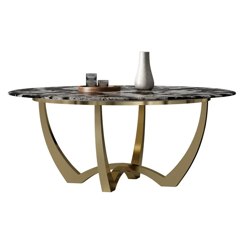 Light luxury modern natural marble dining table, large flat-floor household dining table