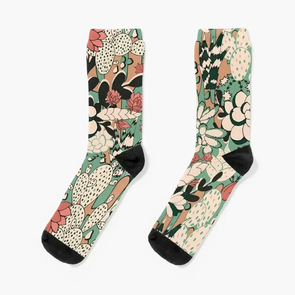 Cacti and Succulent Socks sports stockings anime retro Socks For Men Women's