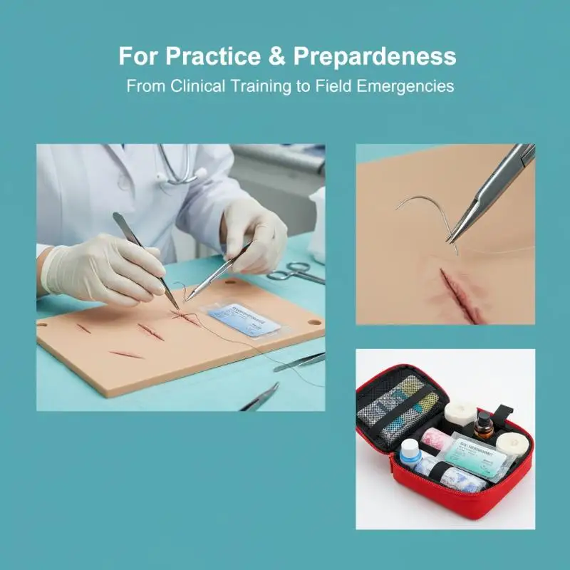 12Pcs 75cm  2/0 3/0 4/0 5/0  Needle Suture Nylon Polyester Thread Suture Practice Kit Teaching Demonstrations Exercises