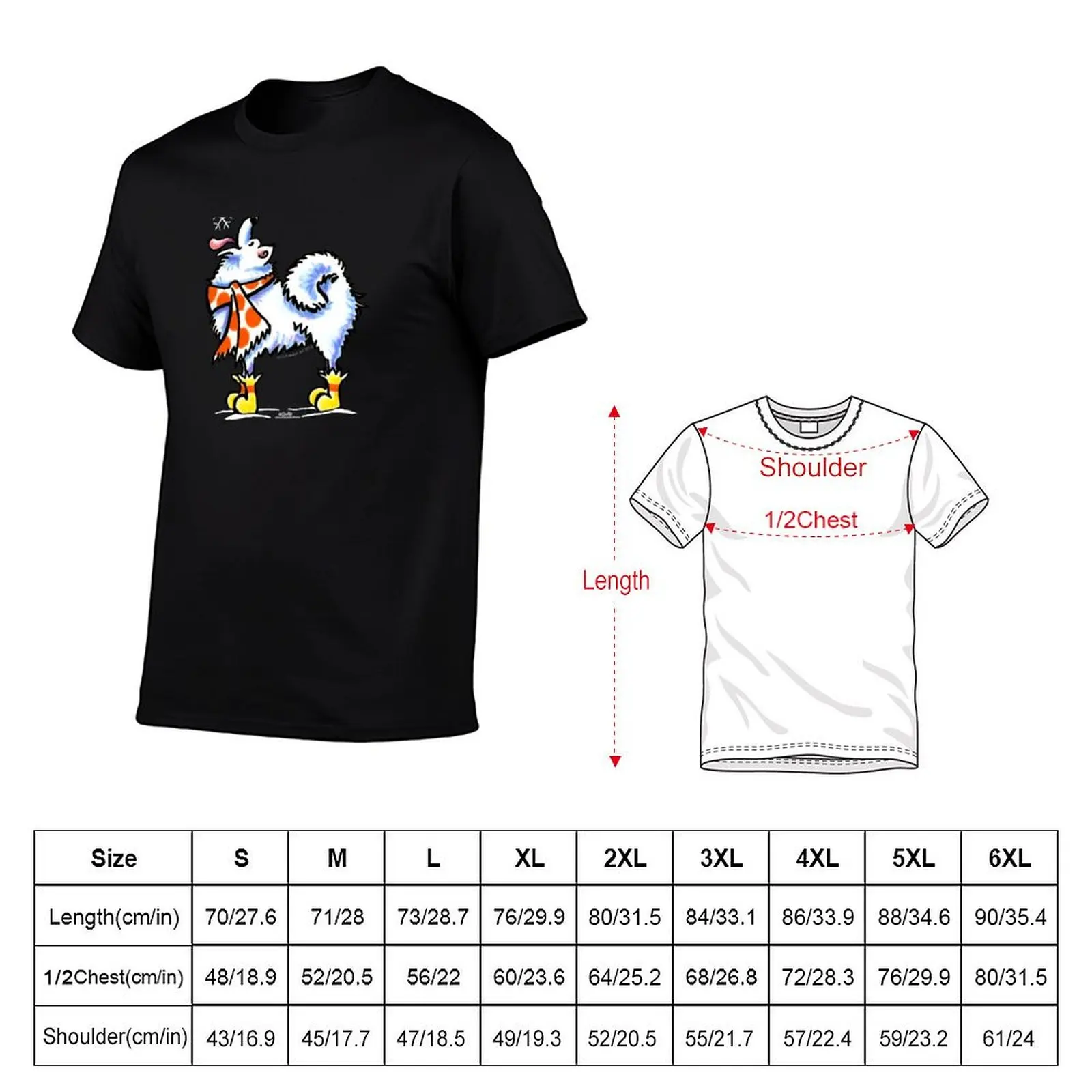 Samoyed / American Eskimo Dog Celebrate Winter T-Shirt Casual Fashion Short Sleeve Cotton T-Shirt