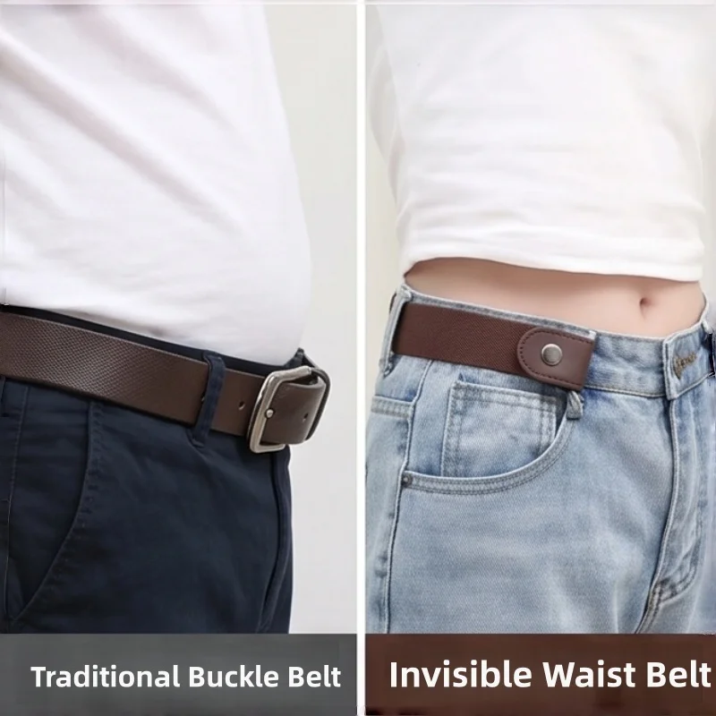 Einfacher, modischer, elastischer, unsichtbarer Webgürtel mit verstellbarer Länge, Unisex, nahtloser Alltags-Jeansgürtel – Detail 4