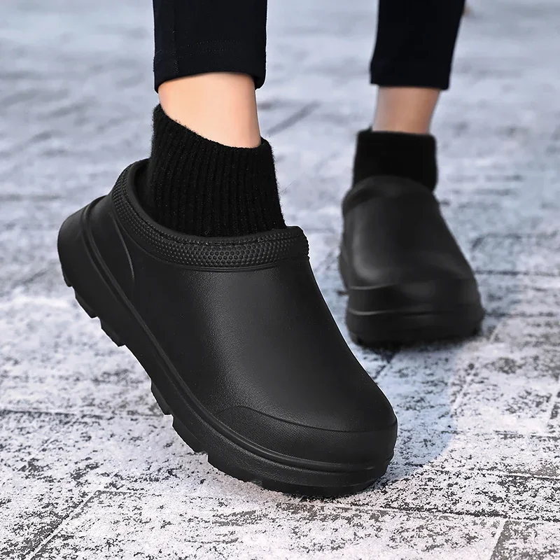 

Winter Couple Rain Cotton Boots Fashionable Pink Cuffs Rubber Women Boots Waterproof and Comfortable Walking Shoes Kitchen Shoes