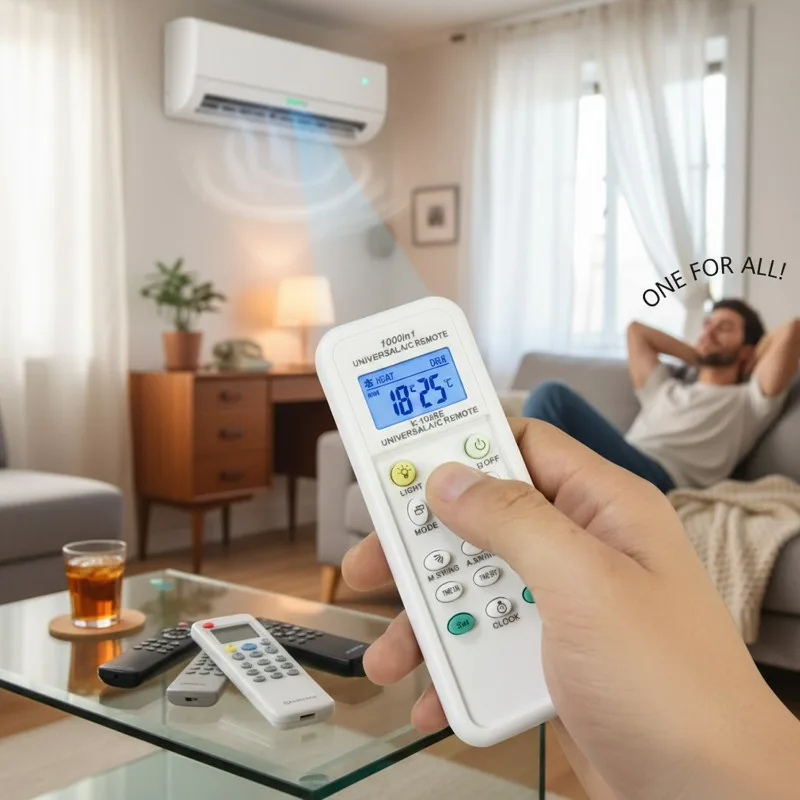 5/1x Universal Air Conditioning Remote Control 1000-in-1 K-1028E One-Button Setting Universal Remote Control with User Manual