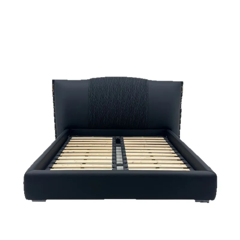 Queen bed Italian minimalist villa double bed, princess bed light luxury master bedroom large double bed