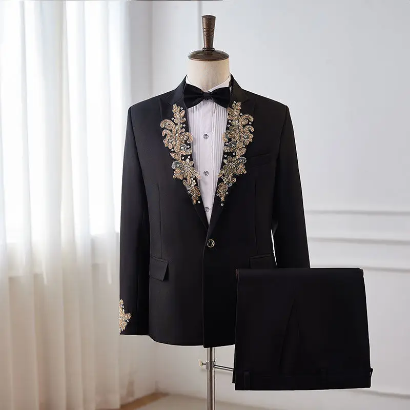 

Mens Suits, Groom's Wedding Dress, Formal Suit, High End Business Professional Black Suit, Annual Meeting Host Performance Suit