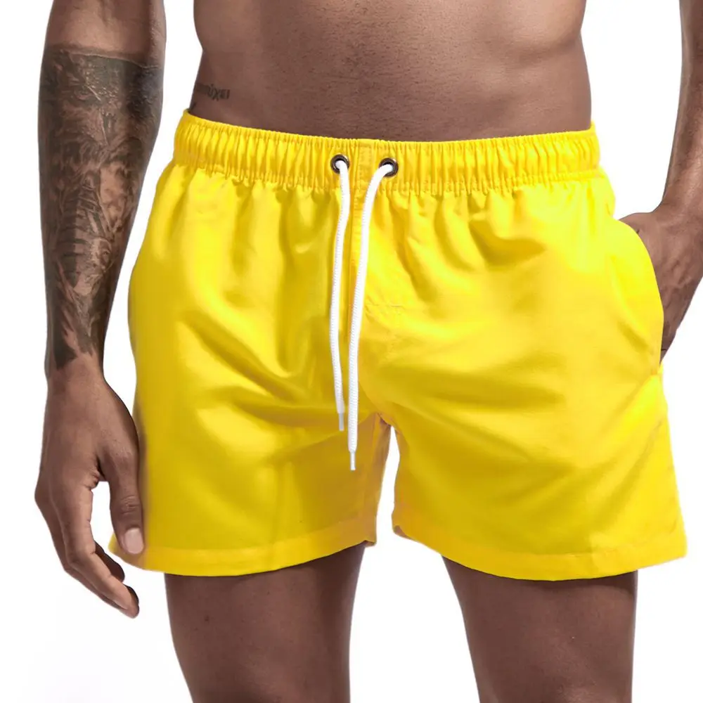 Men\'s Summer Swimming Shorts Fashion Solid Pocket Shorts Fitness Quick Dry Swimwear Beach Running Breechcloth Bottoms