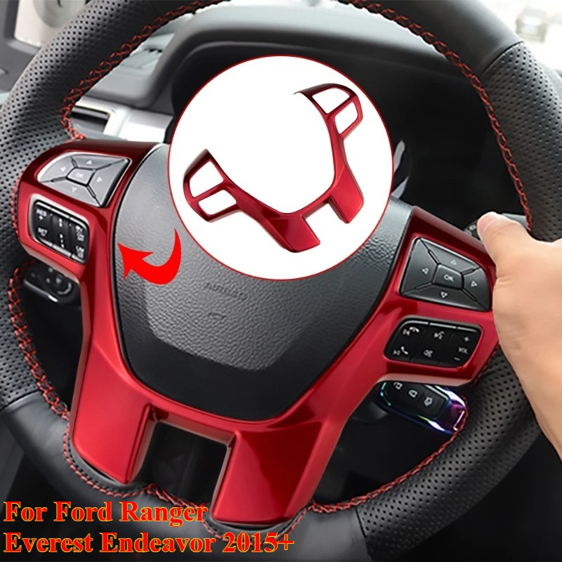 

1PCS For Ford Ranger Everest Endeavor 2015+ Carbon Fiber Steering Wheel & Gear Shift Cover Trim Frame Decorator Accessories