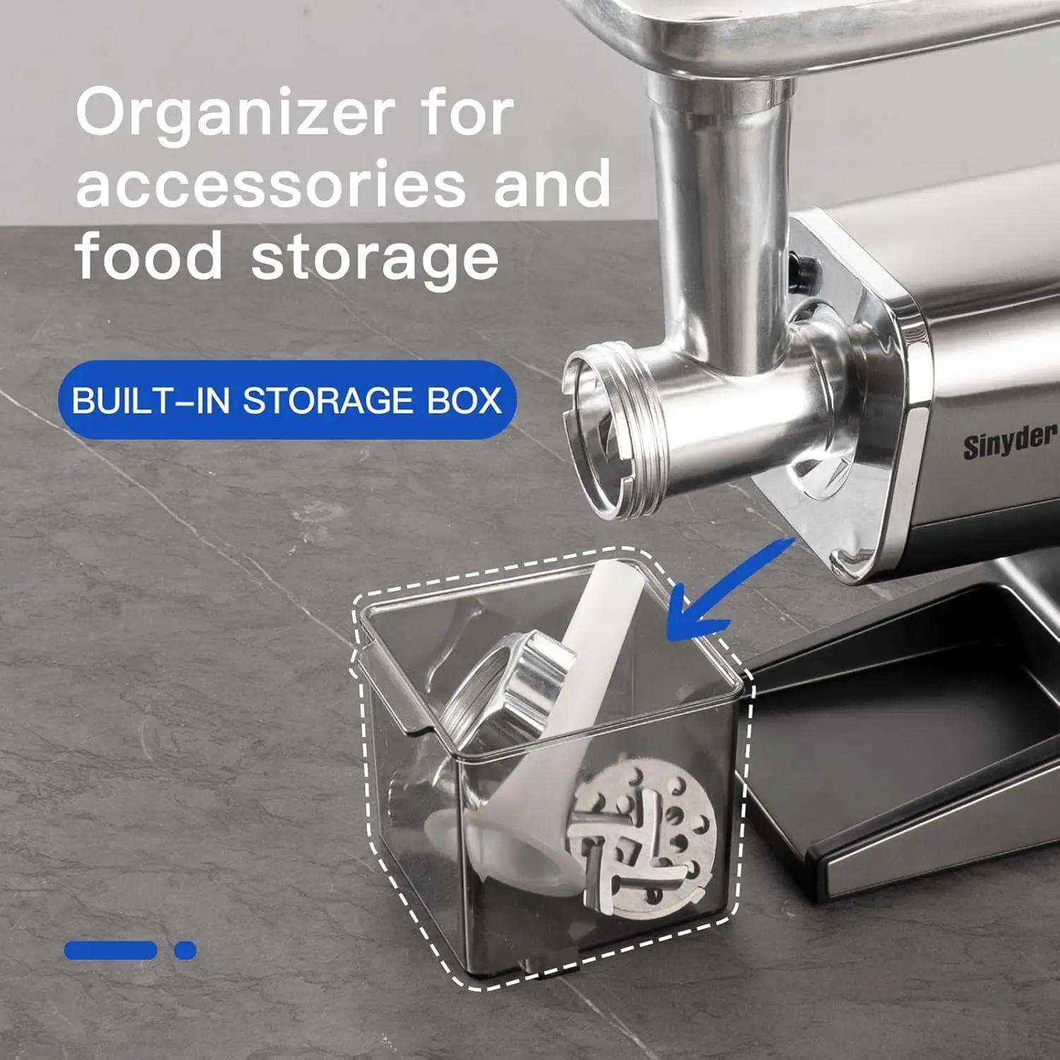 3000W Electric Meat Grinder, Stainless Steel, 2 Blades, 3 Plates, Sausage Stuffer & Kubbe Kit for Home Kitchen view 5