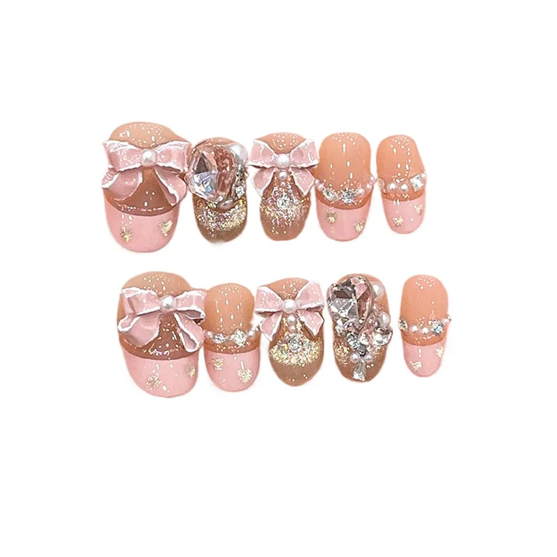 

Тяжелая промышленность Wear Nail Light Luxury Advanced Sense Короткие носимые накладки для ногтей Чистые французские накладки для ногтей ручной работы