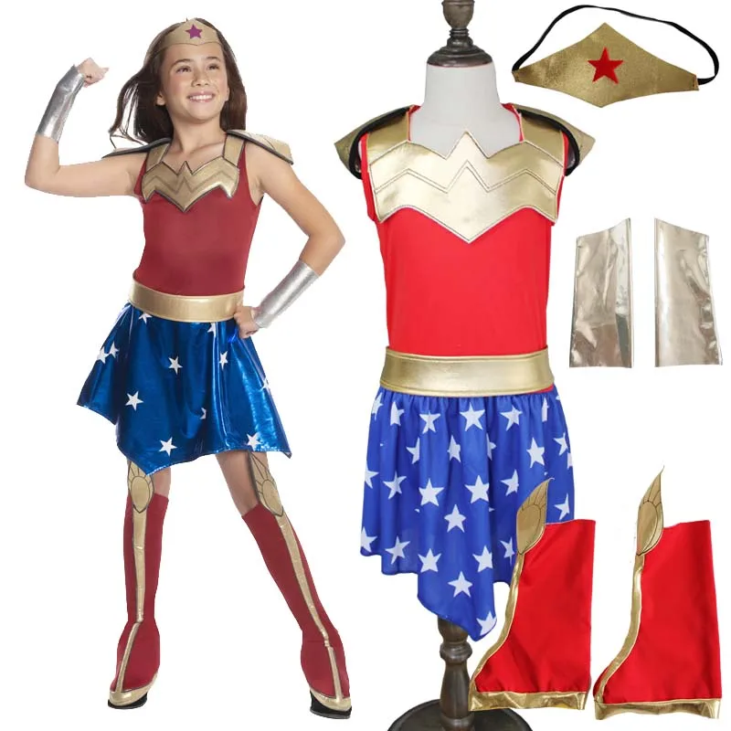 Kids Superhero Cosplay Costumes Super Girls Dress Superwoman Dress Super Hero Halloween Clothes image 2