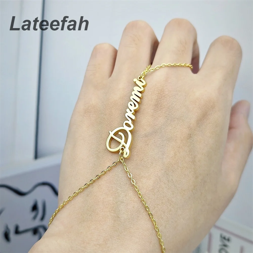 Lateefah Double Chain Custom Name Bracelet Girls Party Cable Chain Stainless Steel Bracelet Chains Personalized Jewelry