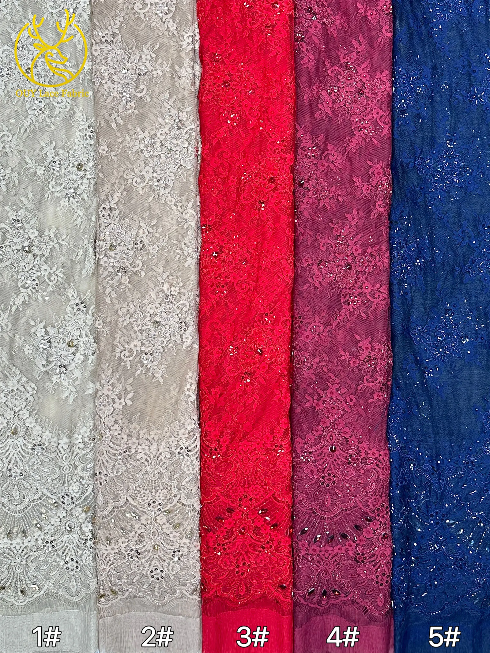 Nigerianisches Hochzeitskleid Tüll-Spitze 3 Meter Hochwertige Afrikanische Perlen-Pailletten-Spitze Modische Französische Steinbesetzte Netzspitze – Detail 13