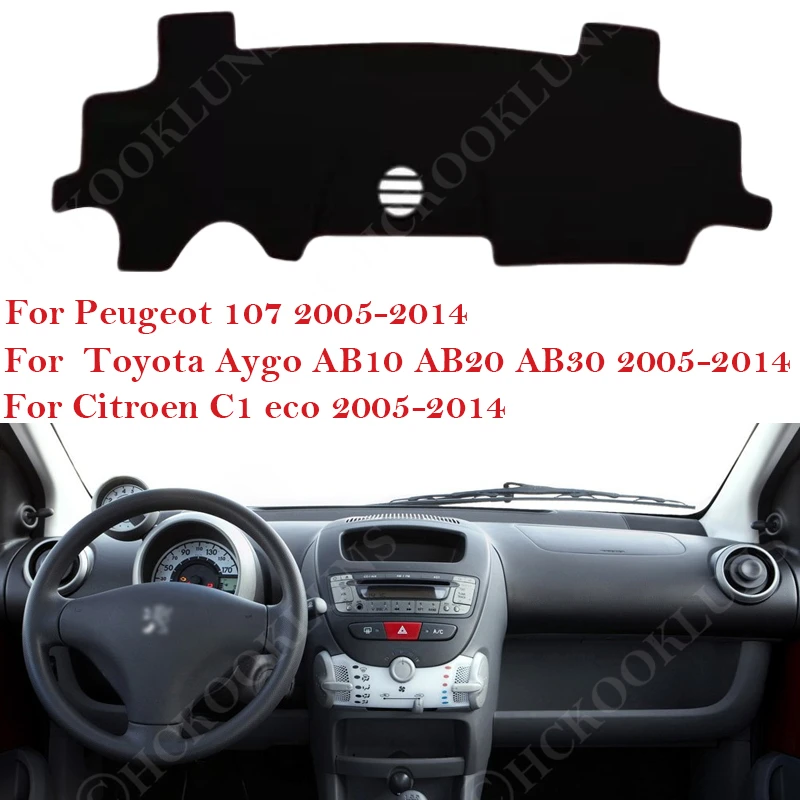 Do Peugeot 107 Toyota Aygo Citroen C1 2005 ~ 2014 Pokrywa deski rozdzielczej Mata antypoślizgowa Osłona przeciwsłoneczna Dashmat Protect Akcesoria samochodowe