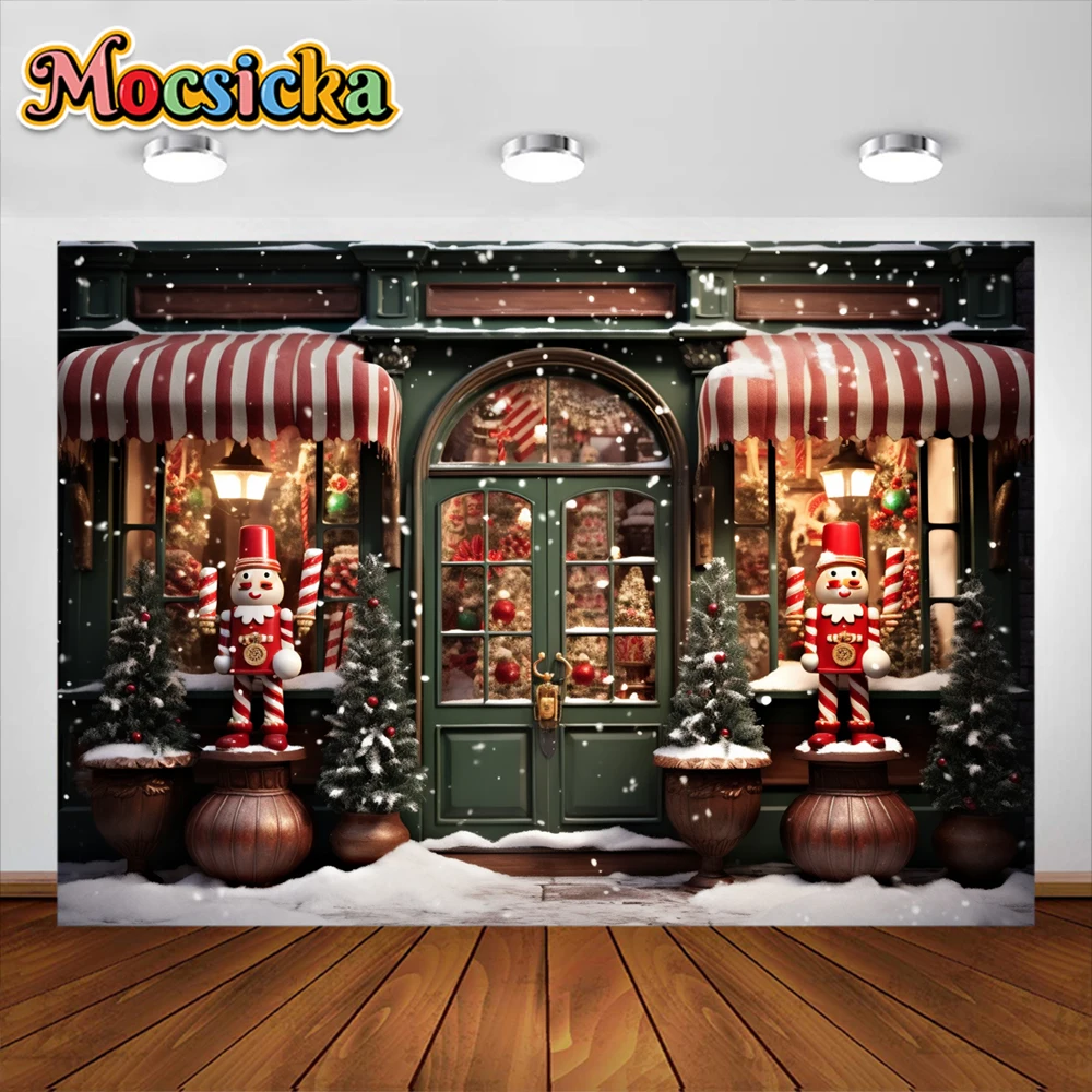 Christmas Candy Store Photography Backdrop Kids Portrait Props Adult Children Xmas Snow Toy House Background Studio Banner
