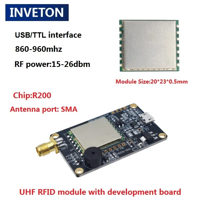 R200 Chip Small Long Range UHF RFID Reader Module with Antenna TTL UART Board SDK for ESP32 Raspberry Embedded System