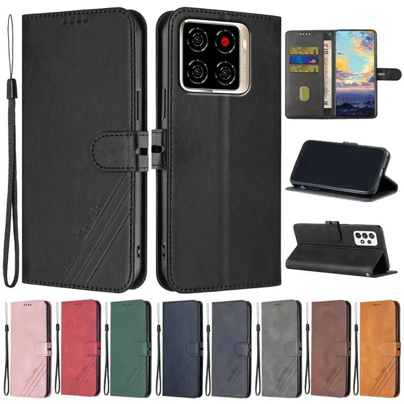 Blade A56 A76 A36 Funda de cuero con tapa para Coque ZTE Blade A56 A76 A36 A75 A55 A35 A54 A34 A73 funda de teléfono cartera Fundas