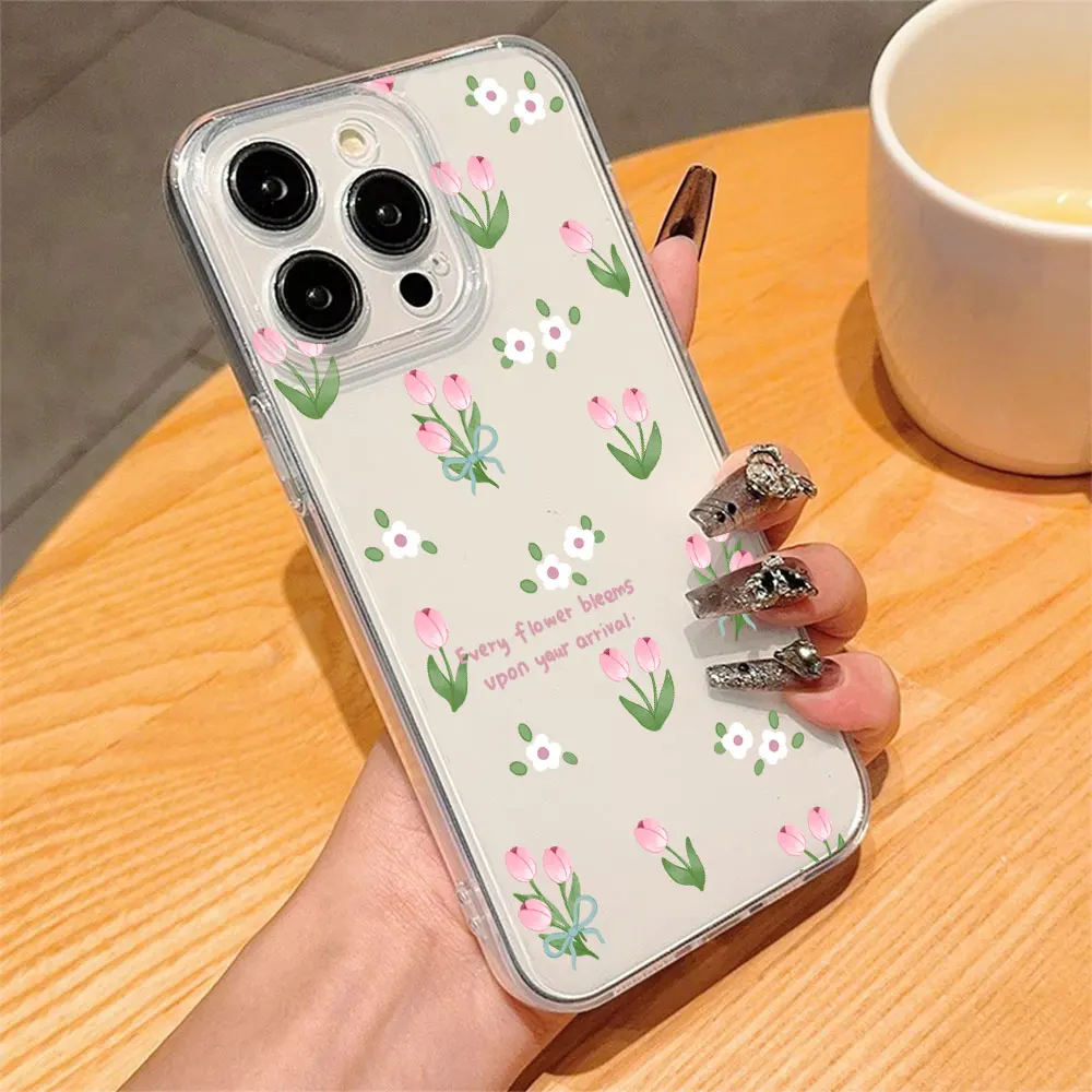 Elegant Flowers Phone Case For iPhone 11 12 13 14 15 16 17 Pro Xs Max Mini 8 7 6 6s Plus 16e 17e Air X XR Clear Non-Slip Cover view 6