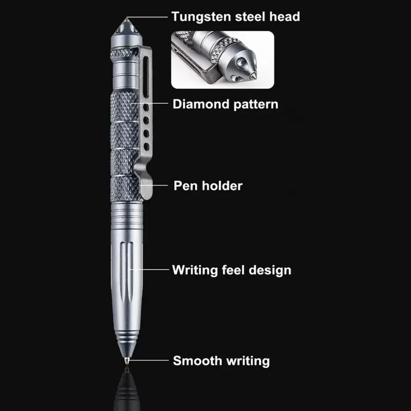1-2sets Military Tactical Pen Multifunction Aluminum AlloyOutdoor Camping Security Survival Tools Emergency Glass Breaker Pen