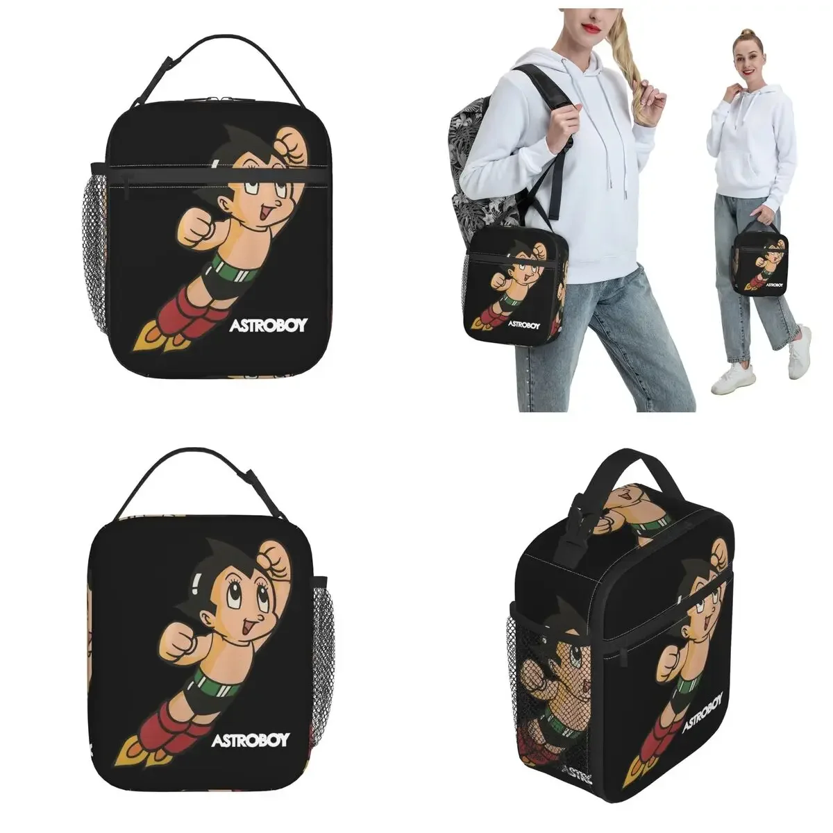 Astroboy-Anime Robô Astro Boy Espaço Isolado Lunch Bag, Leakproof Food Bolsas, Escola Picnic Tote