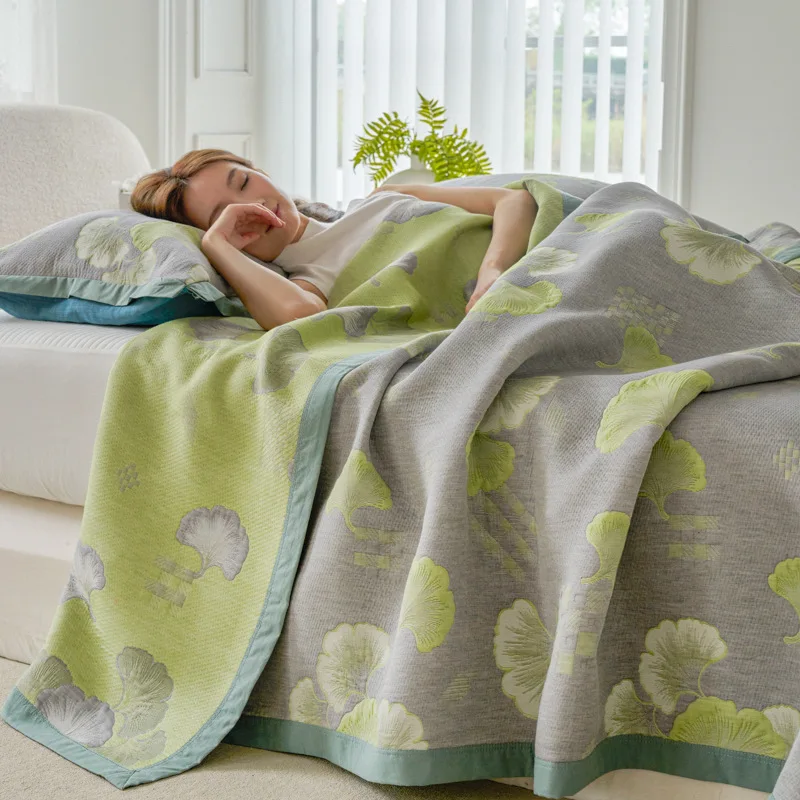

100% Cotton 3 Layers Gauze Blanket, Soft Breathable Towel Blanket Summer Cool Quilt, Multi-functional Lightweight Throw Blanket