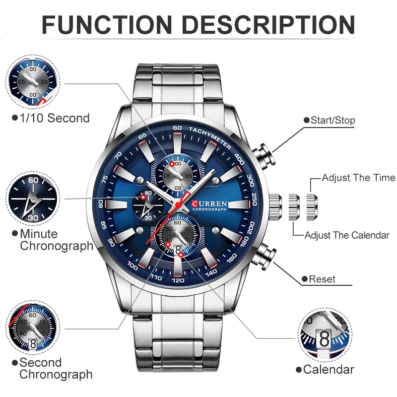 New Watches for Men Top Luxury Brand CURREN Quartz Men’s Watch Sport Waterproof Wrist Watches Chronograph Date Relogio Masculino