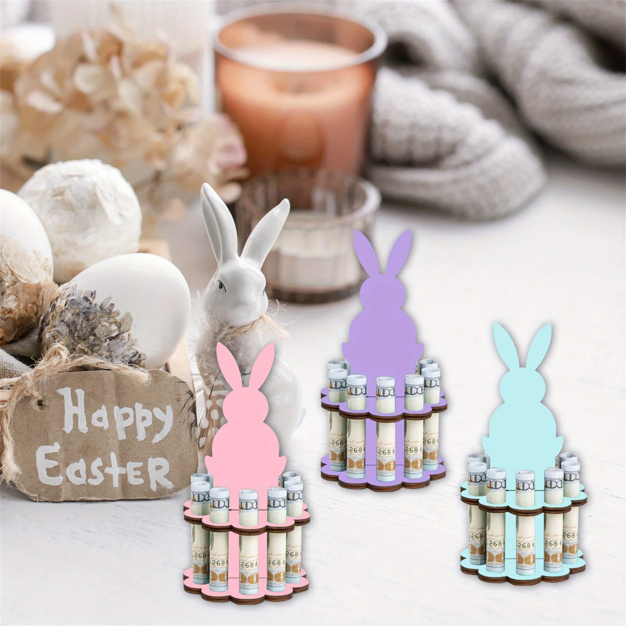 Easter Bunny Money Holder Cute Cash Money Dispenser Decorations Holiday Basket Stuffers for Home