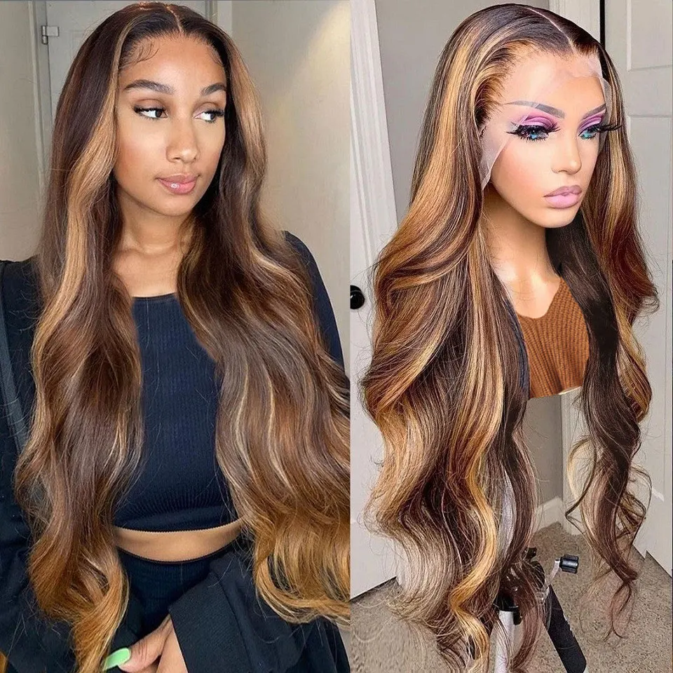 Highlight Wig Human Hair 13x6 Hd Lace Frontal Wig Natural Hairline Pre Plucked 30 Inch 13x4 Honey Blond Body Wave Lace Front Wig