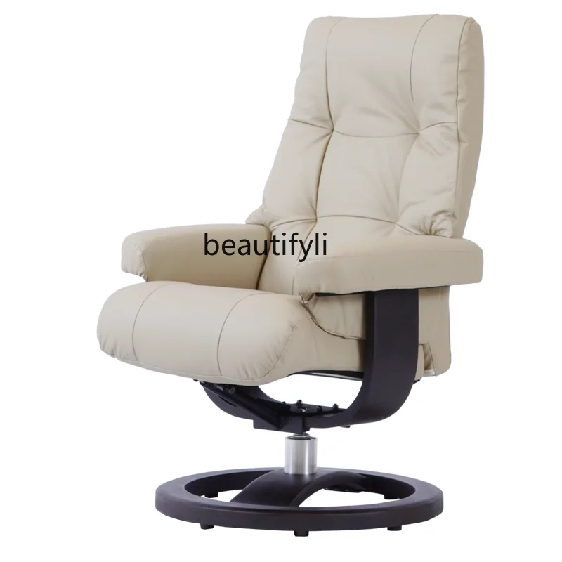 

Modern Light Luxury Recliner Couch Genuine Leather Nordic Leisure Chair High Backrest Light Luxury Single Living Room Chair