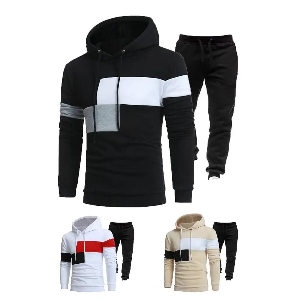 Winter Tracksuit Two Piece Set Ankle-banded Sports Ankle-banded Men Winter Tracksuit Men Hoodie Pants Set for Daily Wear