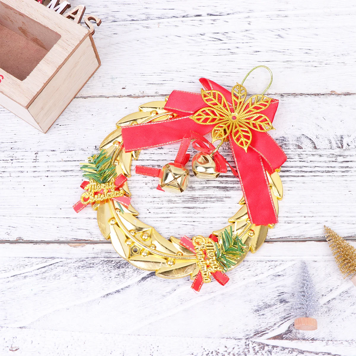 

2Pcs Christmas Circle Wind Bell Door Hanging Ornaments Creative Ring Bell Pendant Wall Decoration Christmas Pendant