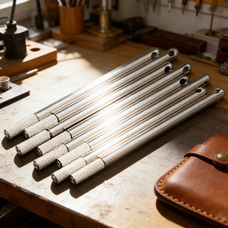 1/5 Stück Handgefertigter Lederkanten-Ölstift aus Edelstahl, DIY Lederhandwerk Seitenöl-Farbroller, Lederfärbewerkzeug